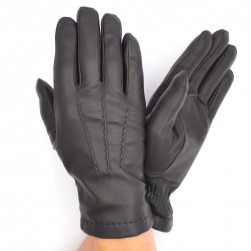 Мужские перчатки кожаные GlovesUA мод.497 черные (шов внутрь)