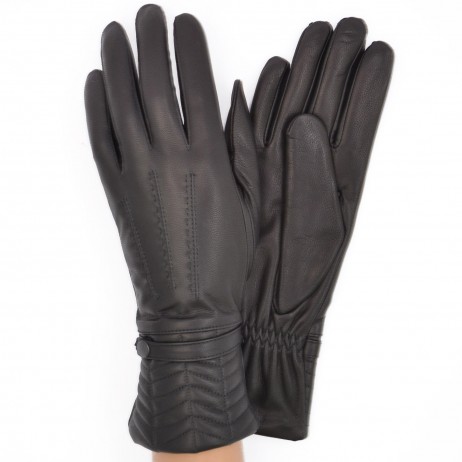 Женские перчатки кожаные мод.344 черные - Женские перчатки кожаные мод.344 черные