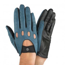 Чоловічі рукавички шкіряні мод.275 петролеум / чорний (чорн. ремінець, шов всередину)