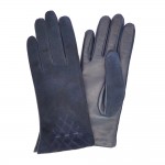 Женские комбинированные перчатки GlovesUA мод 030 темно-синие