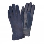 Женские комбинированные перчатки GlovesUA мод 030 темно-синие