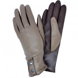 Женские перчатки кожаные мод.505 тауп \ коричневый