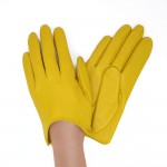 Женские перчатки кожаные  мод.377 желтые
