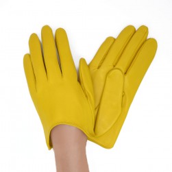 Женские перчатки кожаные  мод.377 желтые