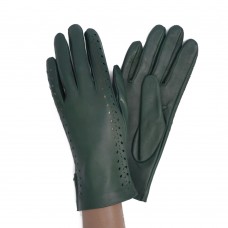 Женские перчатки кожаные мод.019 темно-зеленые