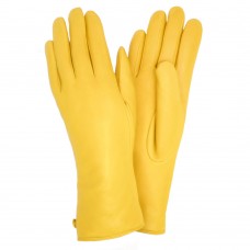 Женские перчатки кожаные с мехом  мод.043 желтые (овчина)