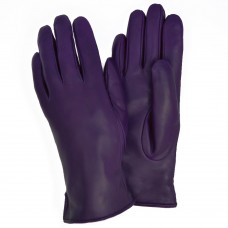 Женские перчатки кожаные с мехом  мод.136 баклажан