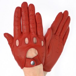  Чоловічі рукавички авто шкіряні мод.275 червоні (шов усередину)