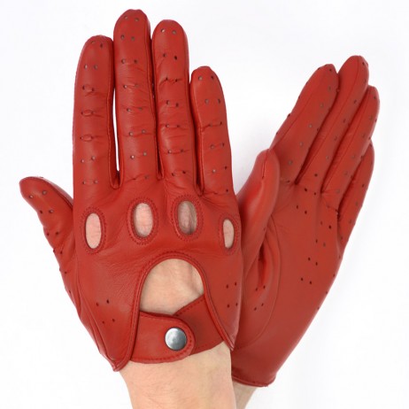 Чоловічі рукавички авто шкіряні мод.275 червоні (шов усередину)