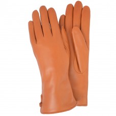 Женские перчатки кожаные с мехом  мод.043 светлый коньяк (овчина)