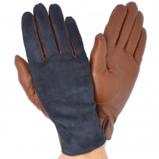 Чоловічі рукавички комбіновані GlovesUA мод.158 джинс/коньяк