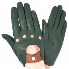 Чоловічі рукавички шкіряні мод.275 евкаліпт (шов всередину, ремінець коньяк, кісточки мод.244)