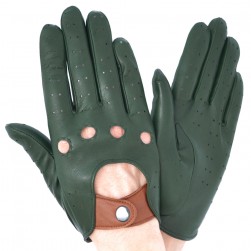 Чоловічі рукавички шкіряні мод.275 евкаліпт (шов всередину, ремінець коньяк, кісточки мод.244)