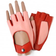 Женские перчатки авто GlovesUA комбинированные мод.244 розовый / красный (без перф)