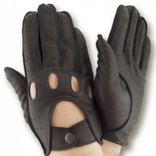 Перчатки для вождения кожаные мод.275 черный (кожа оленя/ шов наружу)