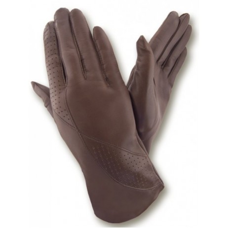 Женские перчатки кожаные мод 083 коричневые
