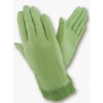 Жіночі рукавички шкіряні GlovesUA мод.205 салатові (оборка замш)