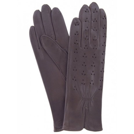 Жіночі рукавички шкіряні GlovesUA мод.248 темно-сірі