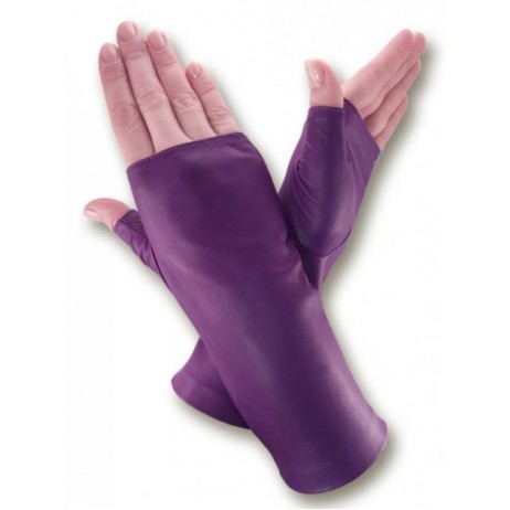 Жіночі рукавички шкіряні мітенки GlovesUA мод.381 фіолетові