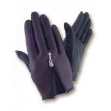 Женские перчатки комбинированные  GlovesUA мод.435 баклажан / черные