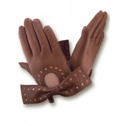 Женские кожаные перчатки GlovesUA мод 379 коньяк
