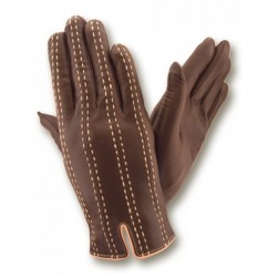 Женские кожаные перчатки GlovesUA мод 404 коньяк