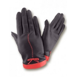 Женские кожаные перчатки GlovesUA мод 424 черные/красные