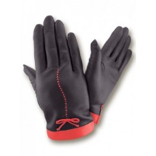 Жіночі шкіряні рукавички GlovesUA мод.424 чорні/червоні