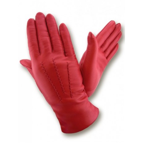 Жіночі шкіряні рукавички GlovesUA мод.036 червоні - На підкладці Жіночі шкіряні рукавички GlovesUA мод.036 червоні