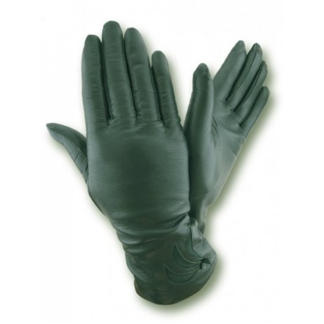 Женские кожаные перчатки GlovesUA мод 130 темно зеленые - На пoдкладке Женские кожаные перчатки GlovesUA мод 130 темно зеленые