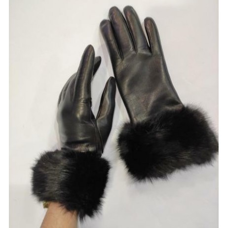 Жіночі шкіряні рукавички GlovesUA мод.146 чорні