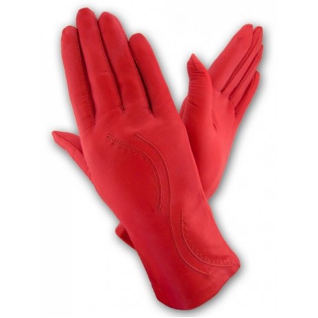 Женские кожаные перчатки GlovesUA мод 154 красные
