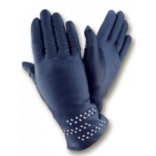 Жіночі шкіряні рукавички GlovesUA мод.193 темно синій