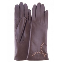 Женские кожаные перчатки GlovesUA мод.221 коричневые
