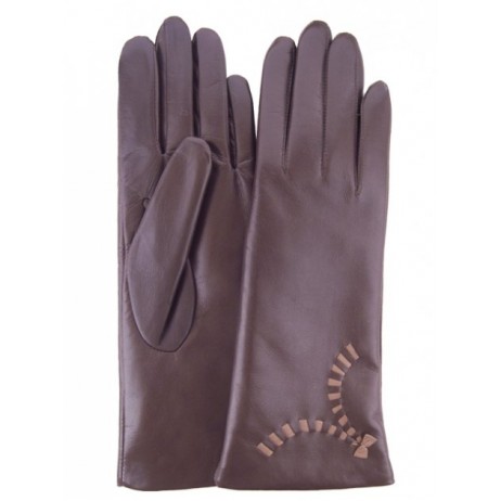 Женские кожаные перчатки GlovesUA мод.221 коричневые