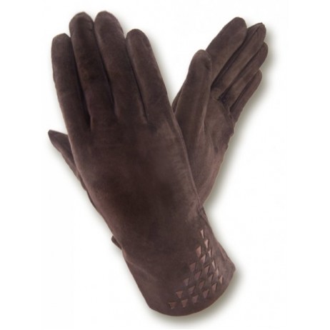 Жіночі рукавички замшеві GlovesUA мод.229 темно коричневі