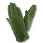 Жіночі шкіряні рукавички GlovesUA мод.284 зелені