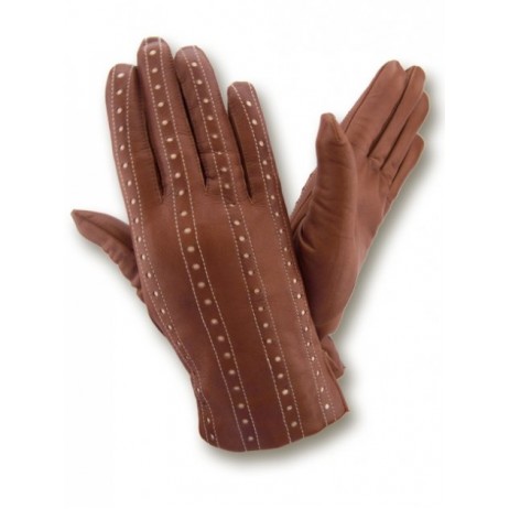 Женские кожаные перчатки GlovesUA мод 290 коньяк