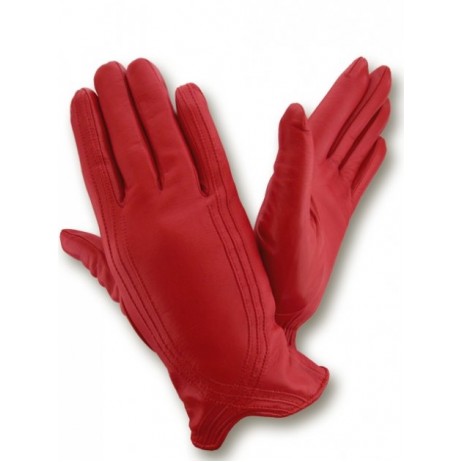 Жіночі шкіряні рукавички GlovesUA мод.340 червоні