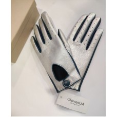 Жіночі шкіряні рукавички GlovesUA мод.274 срібло