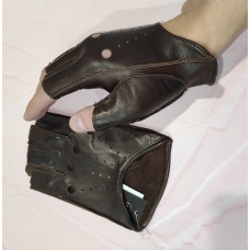 Чоловічі рукавички мітенки шкіряні GlovesUA мод.315 чорні