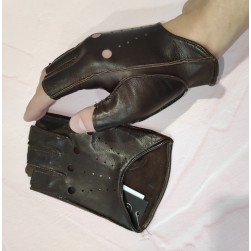 Мужские перчатки митенки кожаные GlovesUA мод 315 черные