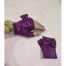 Жіночі рукавички шкіряні мітенки GlovesUA мод.339 фіолетові