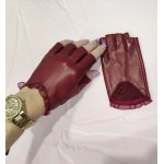 Женские перчатки митенки кожаные GlovesUA мод 267 бордо - Цветные Женские перчатки митенки кожаные GlovesUA мод 267 бордо