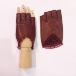 Жіночі рукавички шкіряні мітенки GlovesUA мод.267 бордо