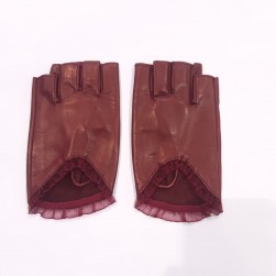 Женские перчатки митенки кожаные GlovesUA мод 267 бордо