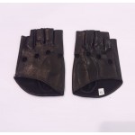 Женские перчатки митенки кожаные GlovesUA мод 317 черные (без пальцев)