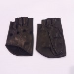Женские перчатки митенки кожаные GlovesUA мод 317 черные (без пальцев)
