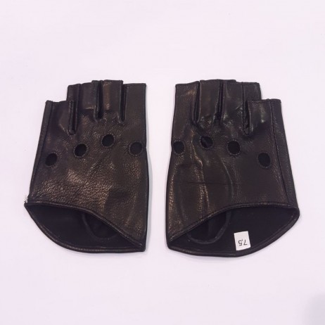 Женские перчатки митенки кожаные GlovesUA мод 317 черные (без пальцев)