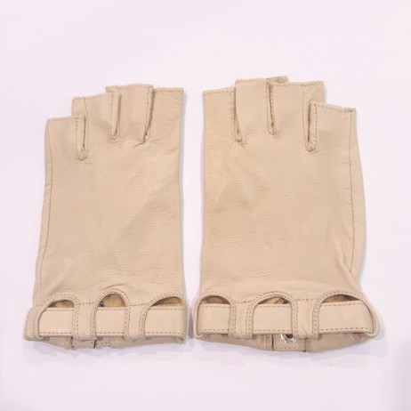 Женские перчатки митенки кожаные GlovesUA мод-359 бежевые